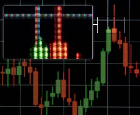 Zoom to Japanese Candlestick graph on mobile screenの写真素材