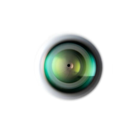 Front view of lens diaphragm on white backgroundの写真素材