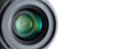 Front view of lens diaphragm with text space in the right sideの写真素材