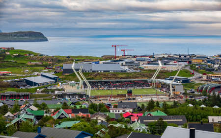 Spanish vs Faroe Islands football in Torshavnのeditorial素材