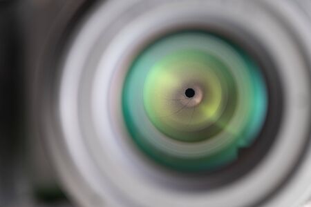 Front macro detailed view of lens diaphragm