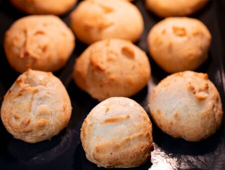 Cheese bread balls in the oven trayの写真素材