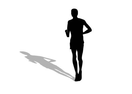 Marathon runner silhouette with shadow, rear viewのイラスト素材