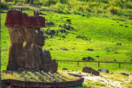 Ahu Nau Nau moai platform looking to the distanceの写真素材