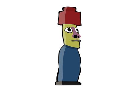 Profile view of Moai puth pukaoのイラスト素材