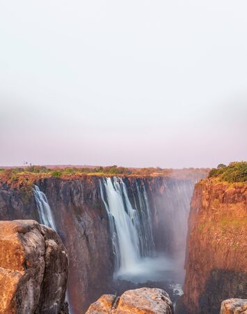 Victoria falls, Zambia side from Zimbabwe, top viewの写真素材