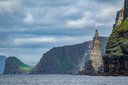 Sharp needle iconic rocks in Faroe Islandsの写真素材