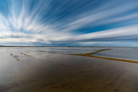 Flooded rice fields long exposure in Albuferaの写真素材