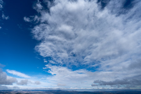 Sky background with mountain range in the horizonskylineの写真素材