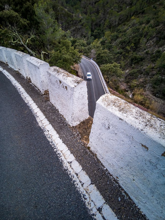 Two levels of roads with blurred carの写真素材