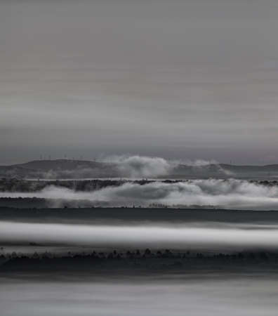 Hill layers with mist and text spaceの写真素材