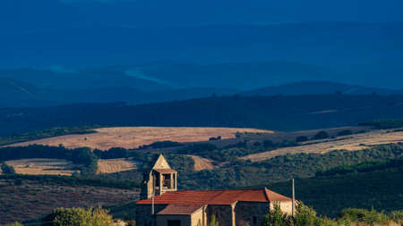 Antique church on top of hillsの写真素材