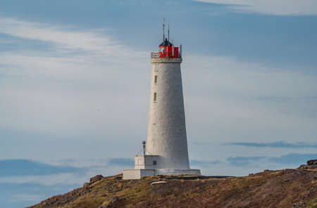 Lighthouse on top of the hill, long shotの写真素材
