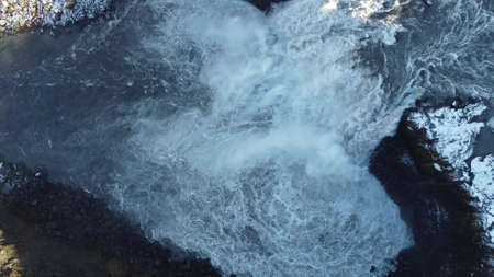 Top view of deep waterfall, static cameraの写真素材