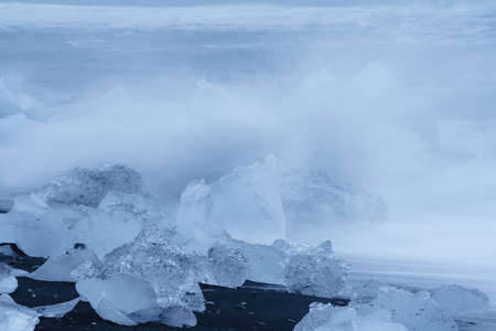Spectacular icebergs over the beach, long exposureの写真素材