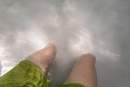 Sinking in the Sand: Legs disappearing in the underwater world of Jalapaoの写真素材