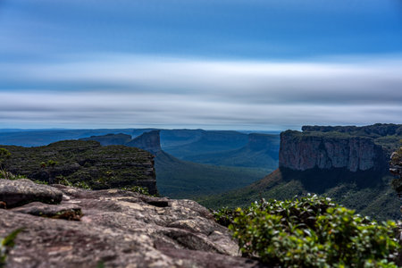 Spectacular View of Sandstone Cliffs and Majestic Mountains, Chapada Diamantinaの写真素材
