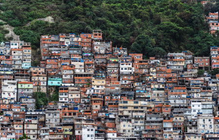 Colorful Favela on a Steep Hill in Rio de Janeiro, Brazil