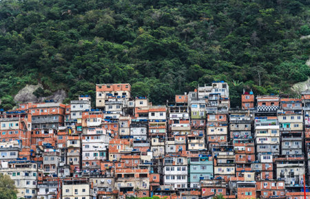 Colorful Favelas of Rio de Janeiro Expanding into Jungleの写真素材