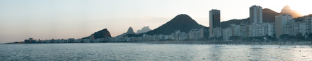 Majestic Sunset Over Rio de Janeiro Skyline and Beach