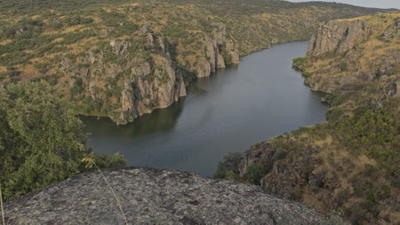 Stunning View of the Duero River Canyons in Summerの写真素材