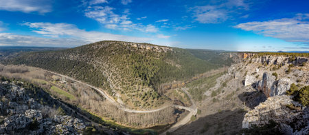 Majestic Aerial View of a Serene Valley Landscapeの写真素材