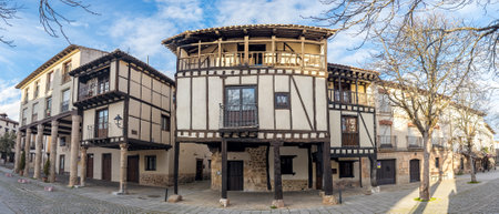 Charming Historic Timber-Framed Houses in Spanish Villageの写真素材
