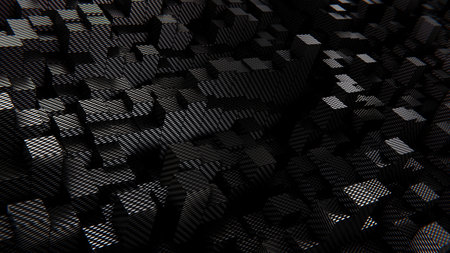 Abstract 3D illustration of the carbon fiber composite rectangular poles pattern rendered as...