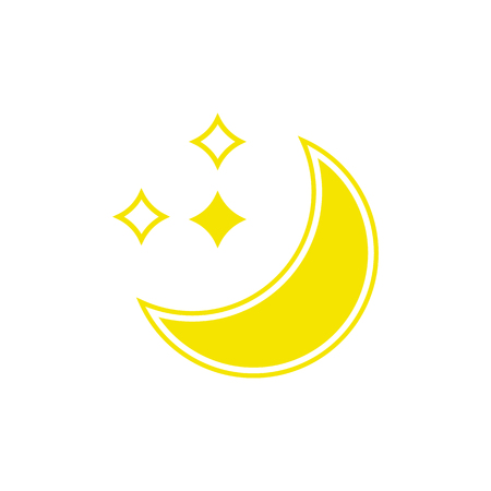 Vector weather icon of moon with stars to show the clear night forecast and the current climate outside for applications, widgets, and other meteorological designs.のイラスト素材