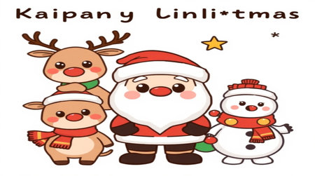 Merry Christmas and Happy New Year. Santa Claus, Snowman and Reindeer. Vector illustrationの写真素材