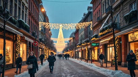 Christmas decorations on the streets of Stockholm.の写真素材