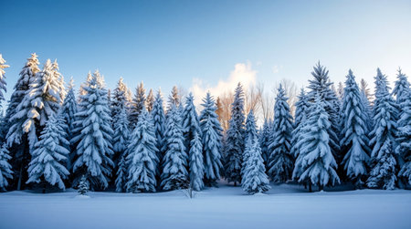 Beautiful winter landscape with snow covered fir trees. Carpathian, Ukraineの写真素材