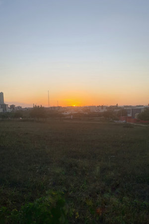 sunset in the cityの写真素材