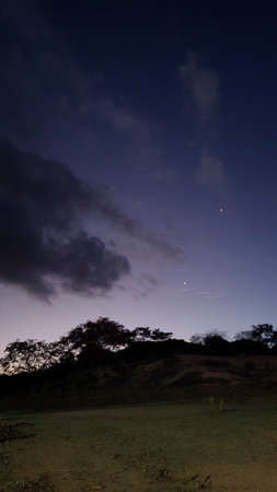 stars in the sky at duskの写真素材