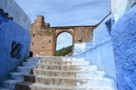 bab of the old medina of chefchaouenの写真素材