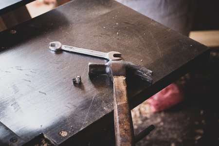 hammer on sawmill machine carpentryの写真素材