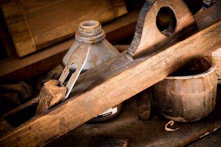 Wood Shavings Carpenters Tools, Old wood shaver