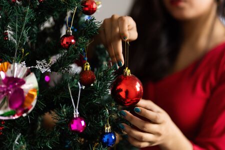 Beautiful christmas tree isolated on white backgroundの写真素材