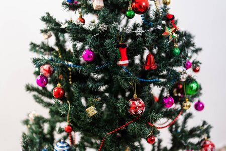 Beautiful christmas tree isolated on white backgroundの写真素材