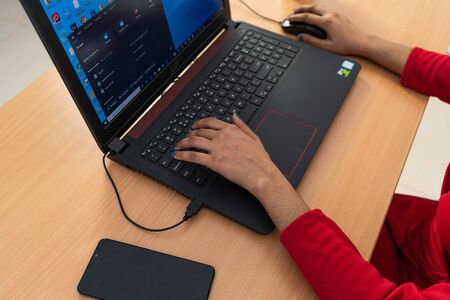 woman working of a computerの写真素材