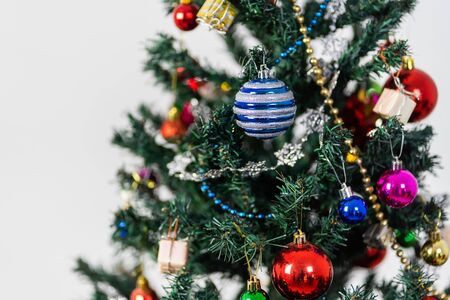 Beautiful christmas tree isolated on white backgroundの写真素材