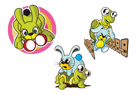 vector illustration graphic cartoon Rabbit Turtle race punch Boxingのイラスト素材