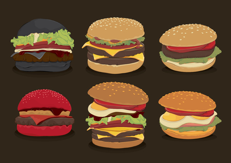 vector  illustration Fastfood French Fries food burgerのイラスト素材