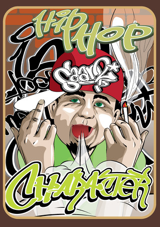 Vector illustration cartoon hiphop Graffiti Rap Tagのイラスト素材