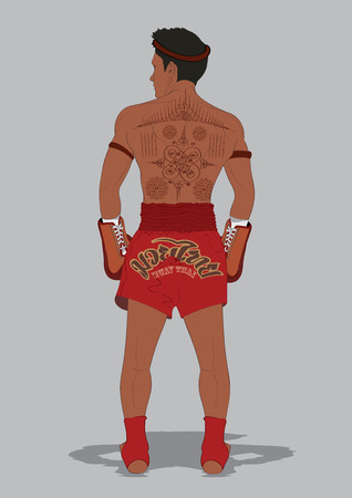 vector  illustration Muay Thai Thai Boxing Tattoo Thailandのイラスト素材