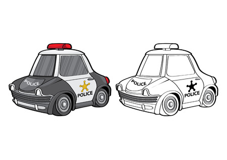 vector illustration graphic background car police cartoon toy transport Emergency draw drawing paintのイラスト素材