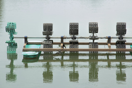 Water treatment turbine water wheel Now standstillの写真素材