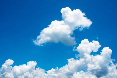 Blue sky and white cloud. Sunny day.の写真素材