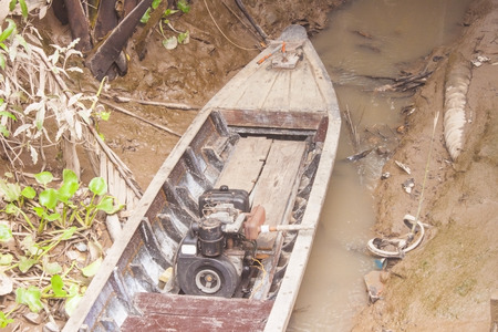 A boat on dry land, at mekong river in vietnamの写真素材