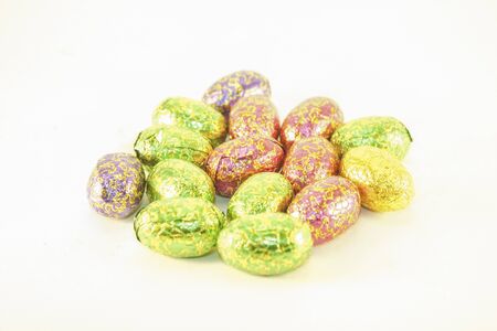 A pile of eastern eggs, ioslated on white background
